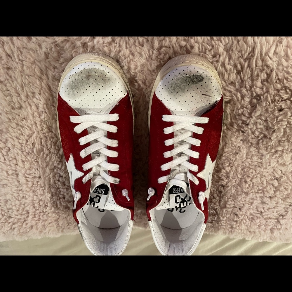 2 Star suede sneakers.  Very nice new distressed like Golden Goose